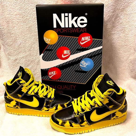 Nike Dunk High 1985 Yellow Acid Wash US Size 8M - Picture 1 of 11